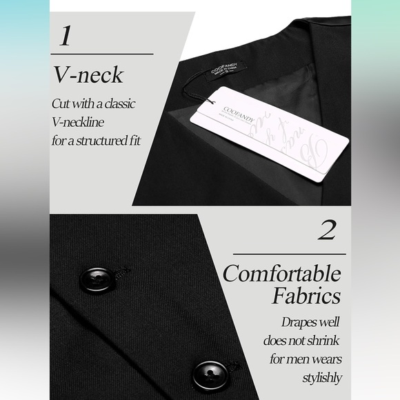 NWT COOFANDY Casual Dress Suit Vest Slim Fit - Picture 4 of 9